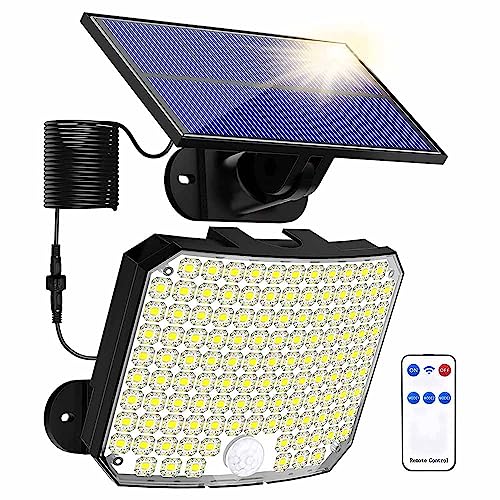 GTP 118LED Outdoor Solar Light with Motion Sensor Remote Control IP65 Waterproof for Patio Garage Security Wall Light