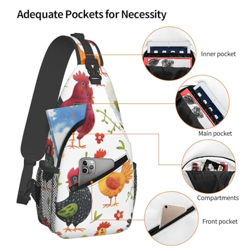 Morrales de bandolera para hombres y mujeres con diseño Chicken Rooster miniatura 4