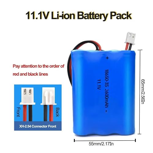 11.1V 2600mAh Li-ion Battery Pack RC Replacement Rechargeable Battery Pack Built-in 18650 * 3 Cell for Cars Airplane DIY, Fishing lights,Doorbell,Handheld Fan, Radio, Speakers, etc. - Image 4