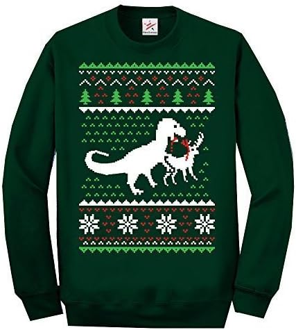 Star and StripesChristmas Dinosaur Killing Reindeer Ugly Full Sleeve Sweatshirt Jumper Funny Printed Sweatshirts, Jumpers, Sweaters