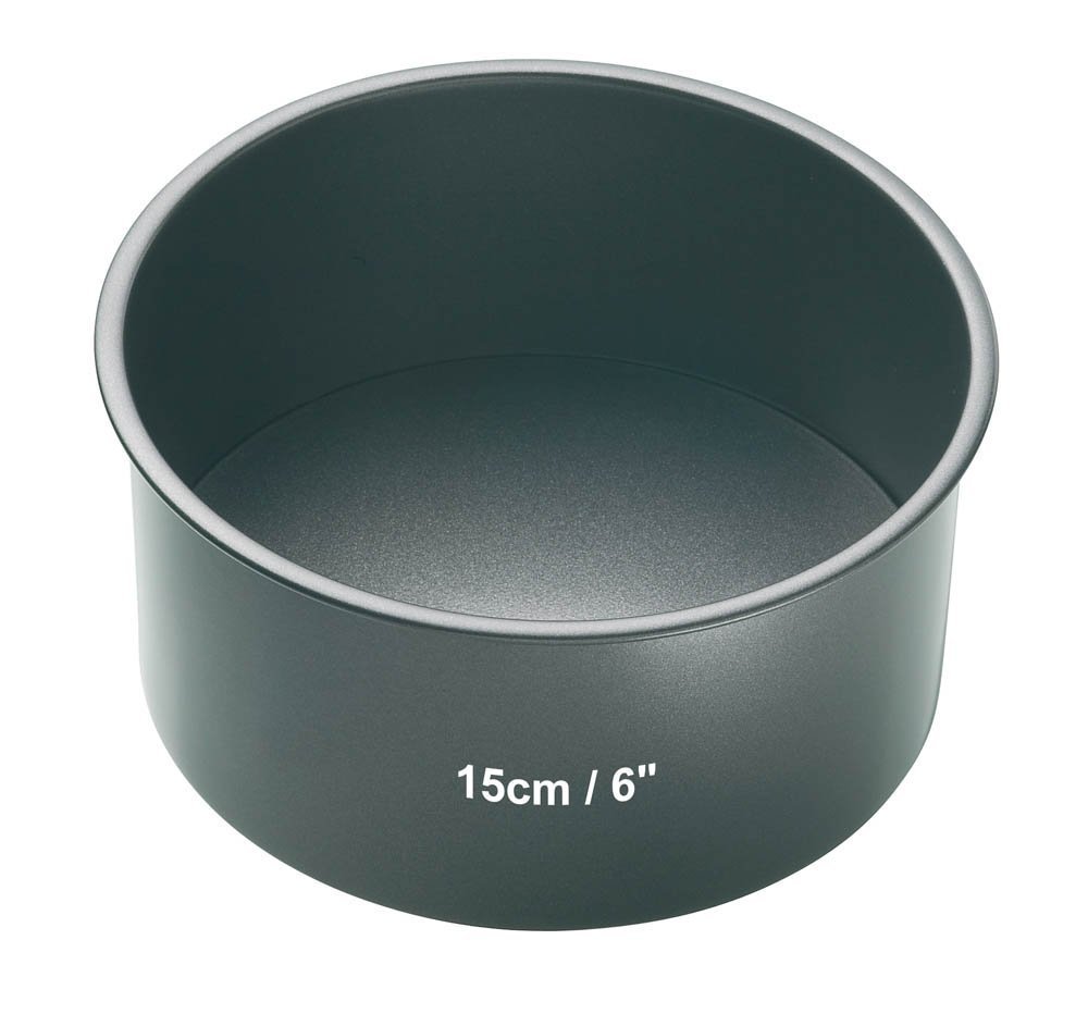 MasterClass KCMCHB48 15 cm Deep Cake Tin with PFOA Non Stick and Loose Bottom, 1 mm Carbon Steel, 6 Inch Small Round Pan , Grey