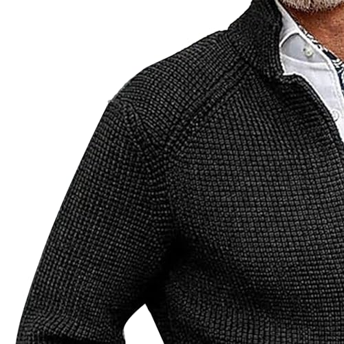 Men's Long Sleeve Stand Collar Cardigan Sweaters Button Down Casual Knitted Sweater Slim Fit Knitwear with Pockets3