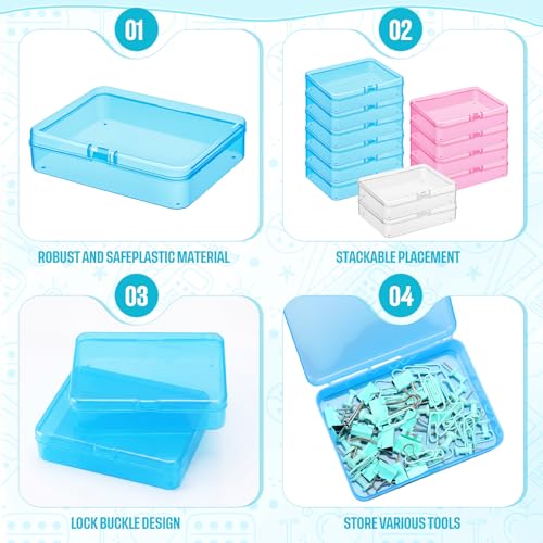 Image of Dunzoom 25 Pcs Plastic Crayon Boxes with Lids, 4.53 x 3.35 x 1.1 Inches Stackable Small Storage Organizer Containers Crayon Pencil Case for Art Crafts Jewelry Beads Office Supplies(Multicolor)