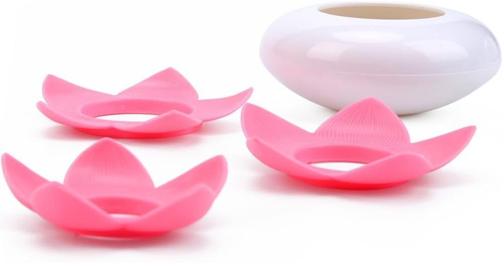 3 PACK Lotus Cotton Swab Holder,Cotton Bud Small Q-tips Toothpicks Brushes Holder Box Case Storage Organizer Jar with Clear Lid Dustproof Cover Green Pink White