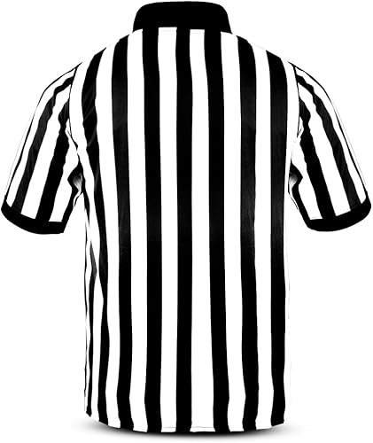 Miniatura 2 de WEARCOG Camisa de árbitro para hombre con cuello de rayas blancas y negras  Camiseta de árbitro de media manga para fútbol baloncesto fútbol