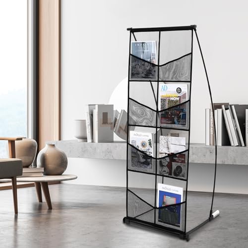 Vevor LITERATURE STAND 20.87 IN Literature Stand, 4-Level 8 Compartments, Mesh Brochure And Magazine Holder, Freestanding Catalog Organizer thumb #7