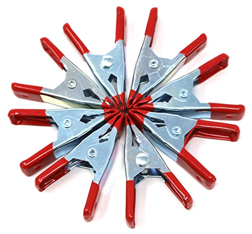 fiXte 8 Piece Metal Spring Clamps Set Zinc Plated Steel with Vinyl Coated Tips DIY Workshop Garage Home Craft