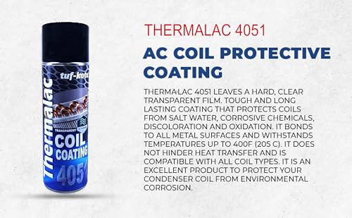 Image of tuf-kote THERMALAC 4051 Blue AC Coil Protector Spray 250ml [Pack of 2] | Transparent Anti-Corrosion Coating for Copper Tubing & Condenser Coils | Heat Resistant up to 205C