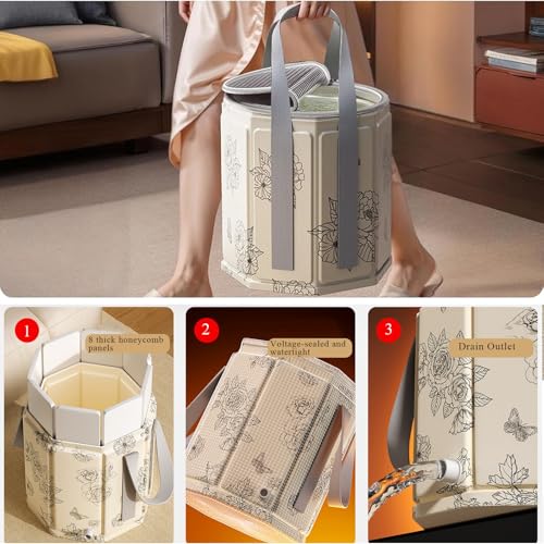 Tina plegable para spa de pies con aislamiento beige miniatura 3