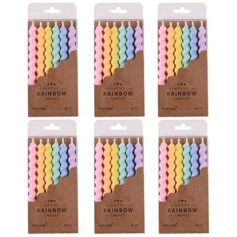 PHD CAKE 36-Count Rainbow Spiral Birthday Candles with Holders, Party Candles, Cake Candles Cover