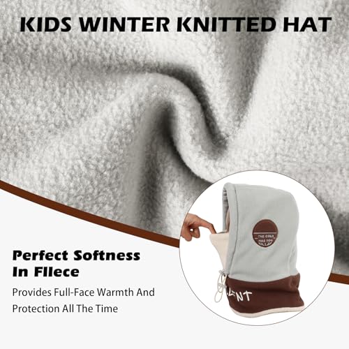 TAGVO Kinder Sturmhaube Winter 4-12, Multifunktional Winddicht Thermo Fleece Wintermütze Gesichtsmaske mit Verstellbarer Kinnriemen, Slouchy Sturmhaube Fahrrad Skimaske Balaclava für Jungen Mädchen