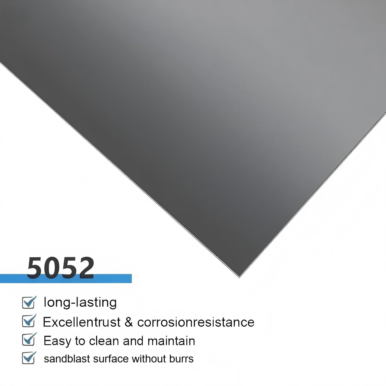 5052 Aluminiowa, anodowana, szara, piaskowana blacha | Szare, piaskowane, różne rozmiary do znaków i tabliczek znamionowych