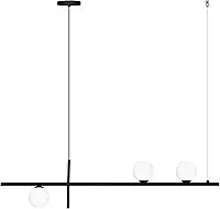 Lustre Luminária Pendente Modelo Jabuticaba com 3 Globos de Vidro Estilo Moderno para Mesa de Jantar e Cozinha 1m de Comprimento Bivolt (Preto)