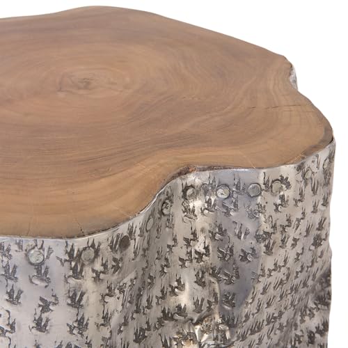 Tavolino Argento Teak Legno E Alluminio Tavolino Laterale Basso - 5