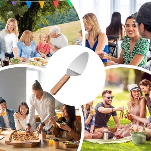 Générique Triangular Pizza - Stainless Steel Server with Wooden Handle, Cake Pie Serving Cutter | Dessert Kitchen Baking Utensil Tool Practical Durable Party Baking Accessory Easy Use – Image 5