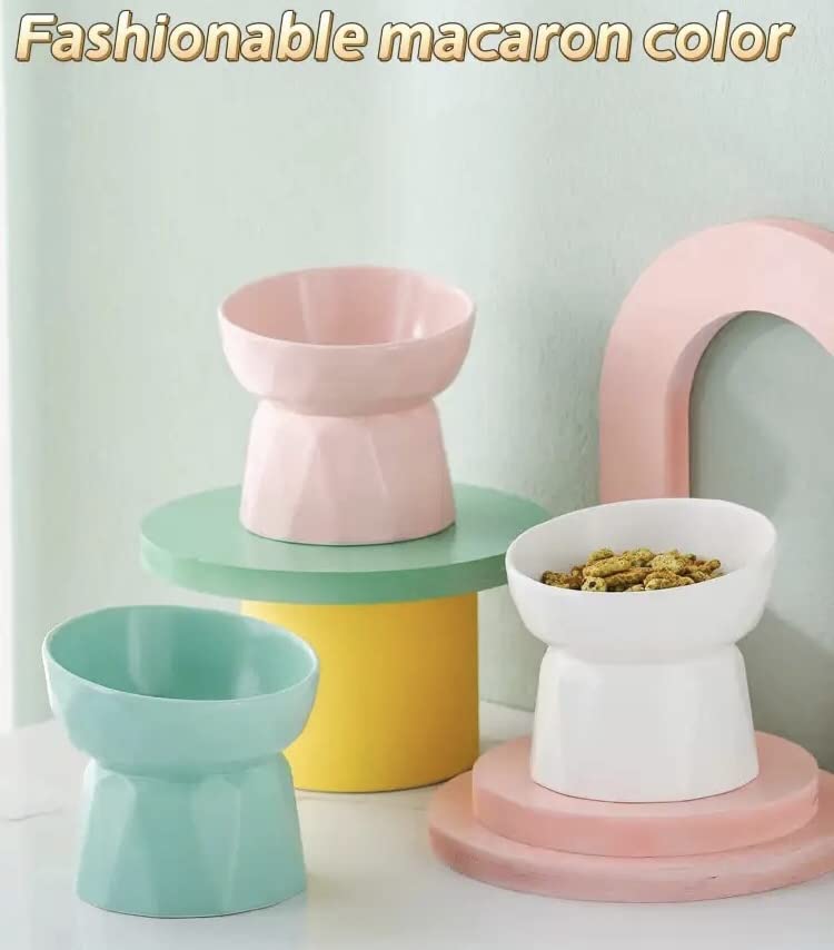 Image of PETANGEL Cat Ceramic Eelevated Anti Vomiting Pet Food Bowl (Pink),12.5 cm,H 11.5 cm,W 11.5 cm