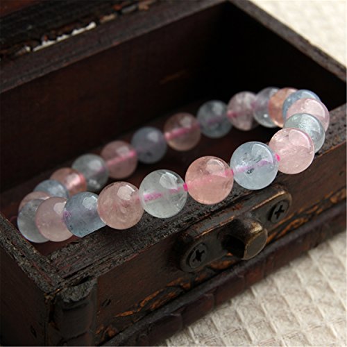 Bracelet morganite naturelle extensible perles cristal 8mm