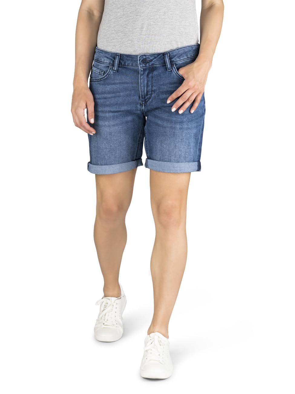 MUSTANG Pantalones Cortos para Mujer, Bermudas, Pantalones Vaqueros Cortos, Pantalones Cortos de Mezclilla, básicos, elásticos, algodón, Azul