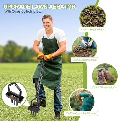 HYCHIKA Lawn Aerator, Hollow Tine Aerator with 3 Hollow Tine, Soil Column Collection Box, T-Handle, Manual Garden Lawn Core Aerator Tool, Grass Spikes for Soils and Lawn Care 4 HYCHIKA Lawn Aerator, Hollow Tine Aerator with 3 Hollow Tine, Soil Column Collection Box, T-Handle, Manual Garden Lawn Core Aerator Tool, Grass Spikes for Soils and Lawn Care - Image 4