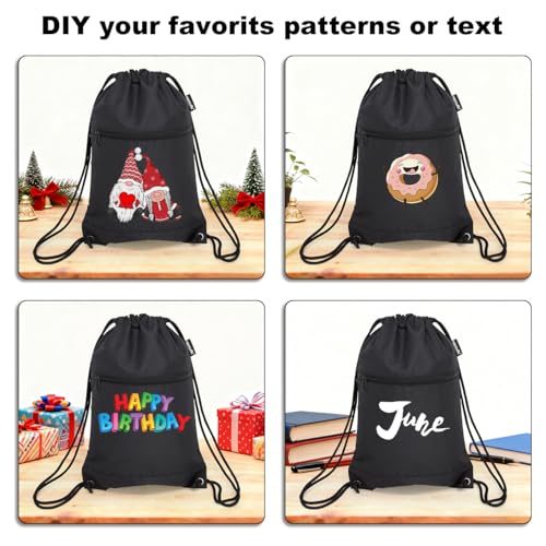 Image of HOLYLUCK Drawstring Bags Backpack Sackpack Cinch Bags for Sports, Gym, Travel, Beach (Black)
