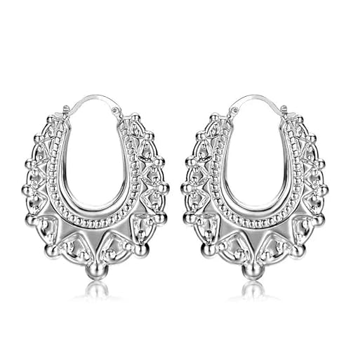 48mm Silver-Plated Oval Gypsy Creole Lightweight Earrings - Bling King London