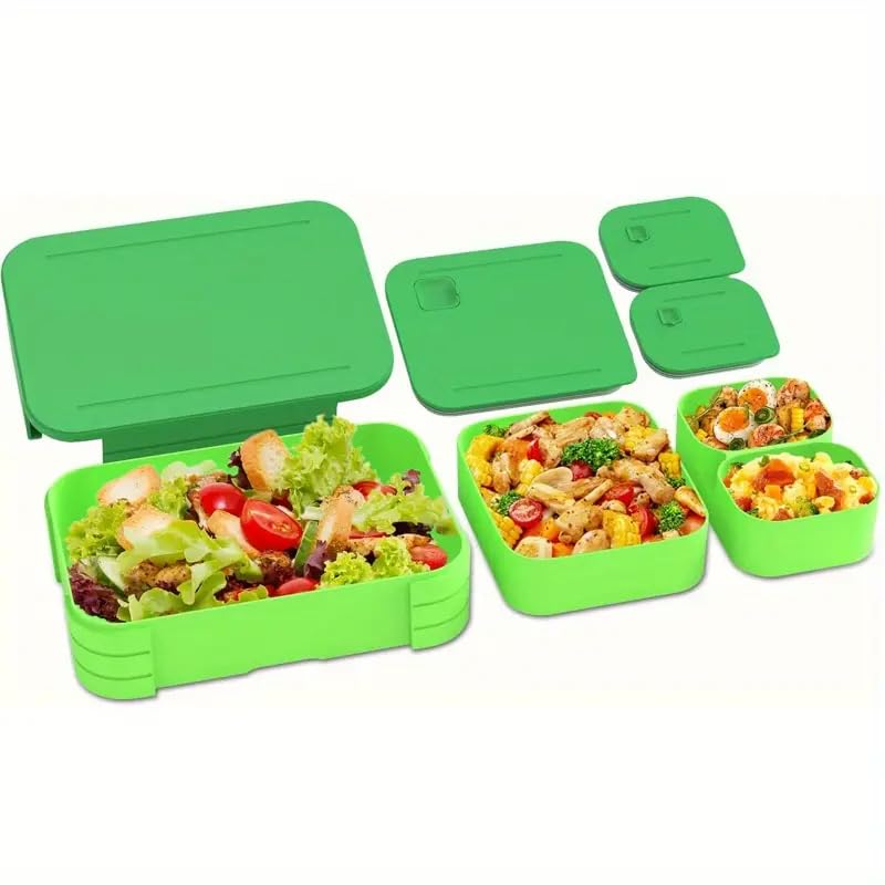 Image of daiDokoro 3 Compartment Bento Lunch Box with Removable Containers | Compact Leak-Proof, Microwave & Dishwasher Safe Tiffin for Office Use, School & Travel (Mint Green, 1040 ML)