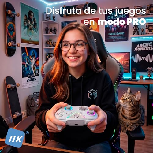 Mando inalámbrico Bluetooth NK negro y blanco para PC Switch y móviles 6