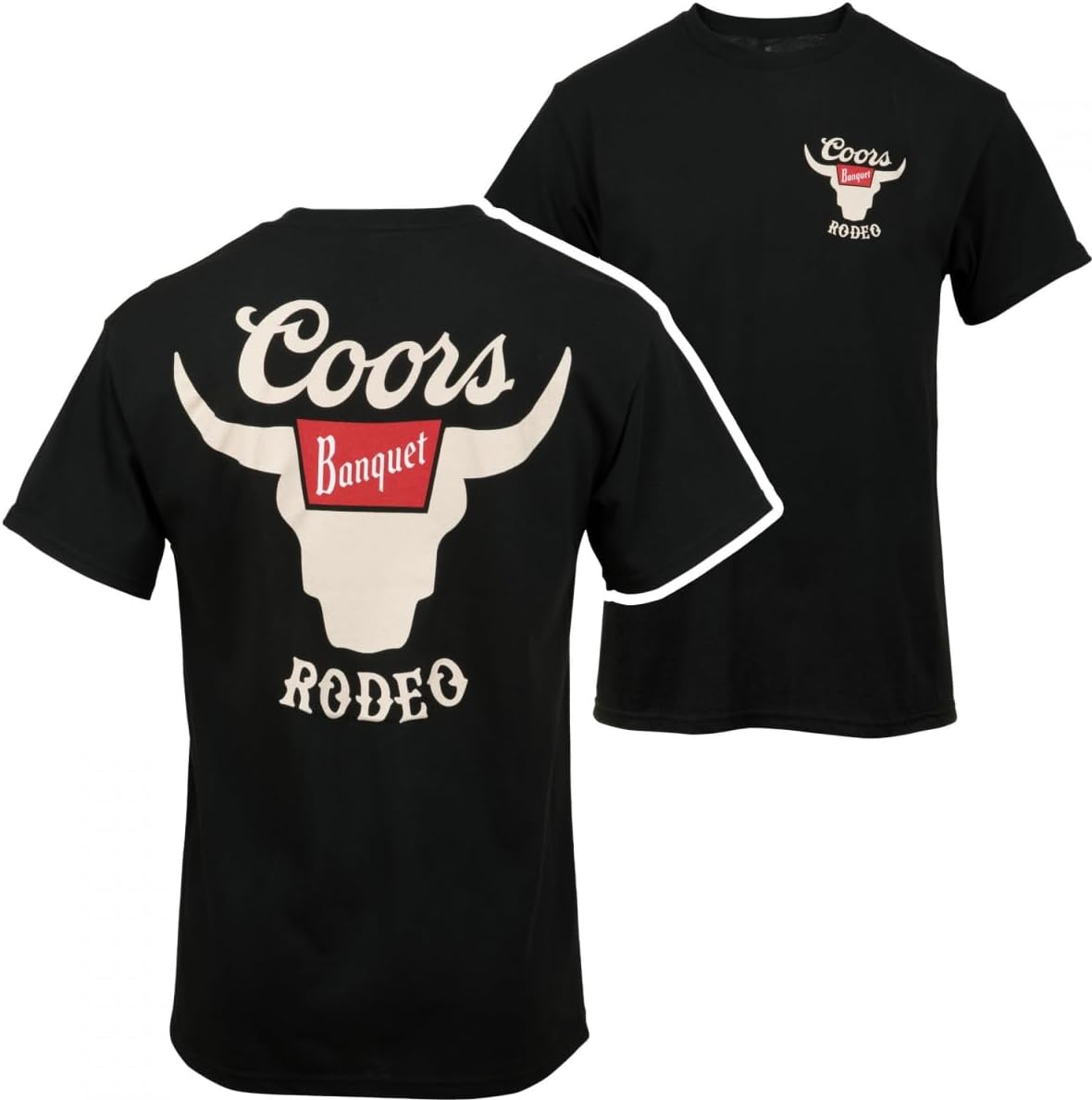 Coors Banquet Rodeo Horns Logo Front and Back Print T-Shirt