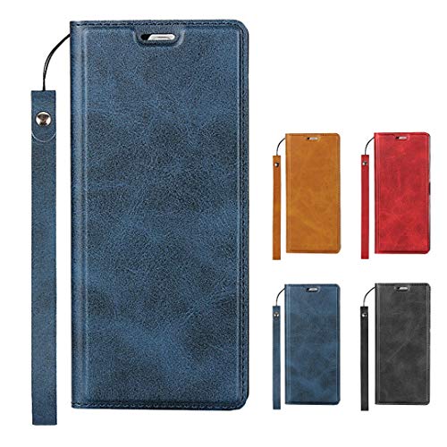 Elick Xperia 8 SOV42 ケース カバー 超薄型 軽量 手帳型 エクスぺリア8 SOV42 ケース 高級PUレザー マグネット式 ストラップ付き カード収納 スタンド機能 ワイモバイル SONY Xperia 8 兼用 ケース スマホケース ネイビー