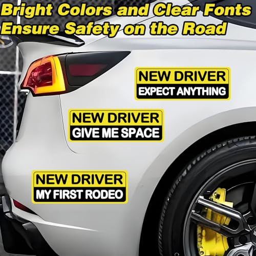 Image of 3Pcs Student Driver New Car Stickers, Magnetic Student Driver Signs for Car, Personalized Bright Colors Accessories, Clear Fonts Supplies Suitable for Beginners & Students