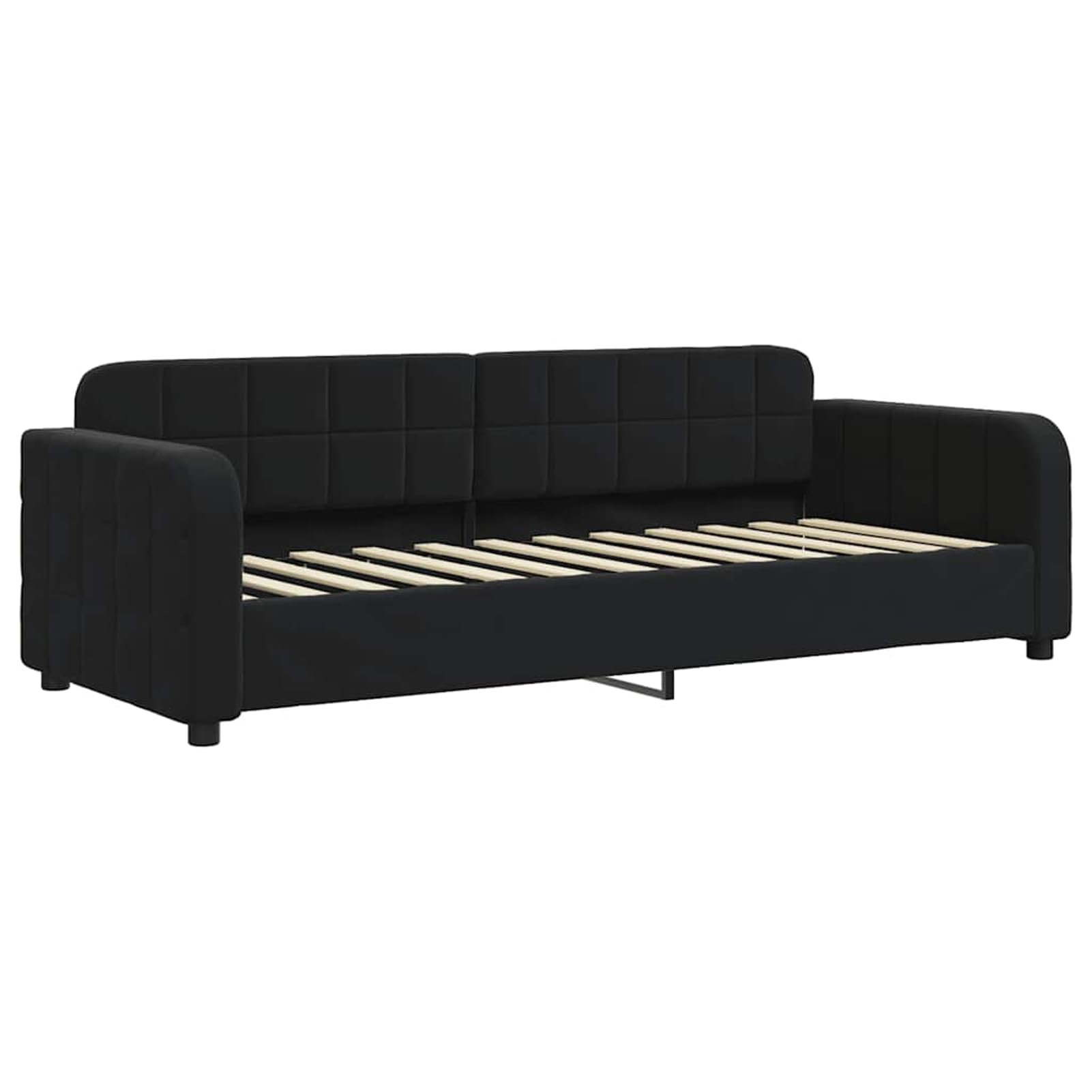 Cama Sofá 2-en-1 Plegable con 2 Colchones de Espuma (80 x 200 cm), tapizada en Terciopelo Negro (100% poliéster), Estructura de Madera y Metal, Ideal para Salón o Dormitorio de Invitados