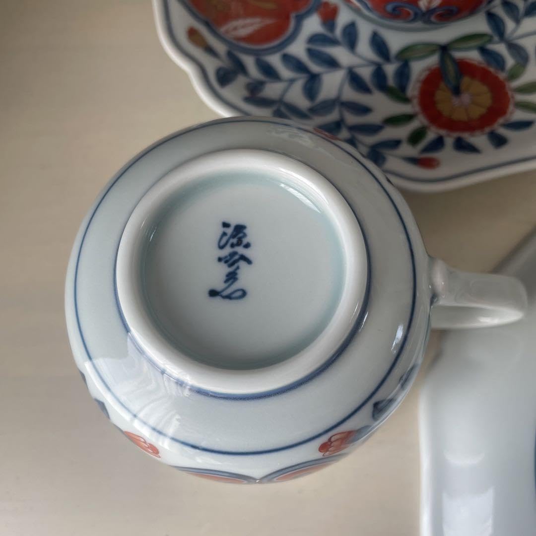Amazon.co.jp: 源右衛門窯 有田焼 錦唐花紋 カップ&ソーサー5セット 木 