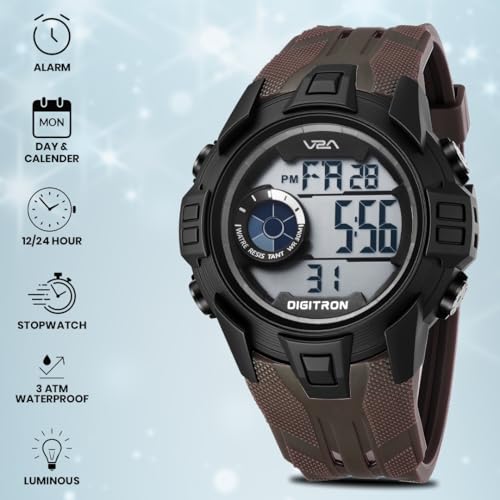 Image of V2A Digitron 2117 Sports Watch for Men & Boys | Alarm, Stopwatch, 12 /24H | 3 ATM Water Resistant | Luminous Display | Gifts for Men & Boys