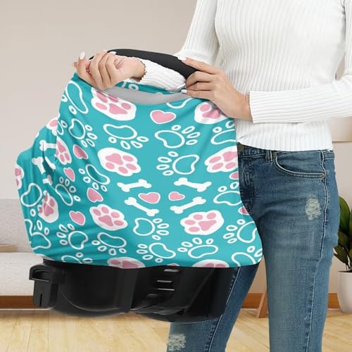Image of Cute Paws Nursing Breastfeeding Covers Dust Cover Soft Multifunctional Breathable Stroller Canopy Covers for Babies Privacy Protection Breastfeeding Scarf