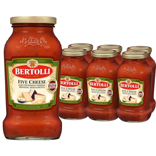 Bertolli Pasta Sauce Five Cheese, Spaghetti Tomato Sauce, 24 oz (Pack of 6)