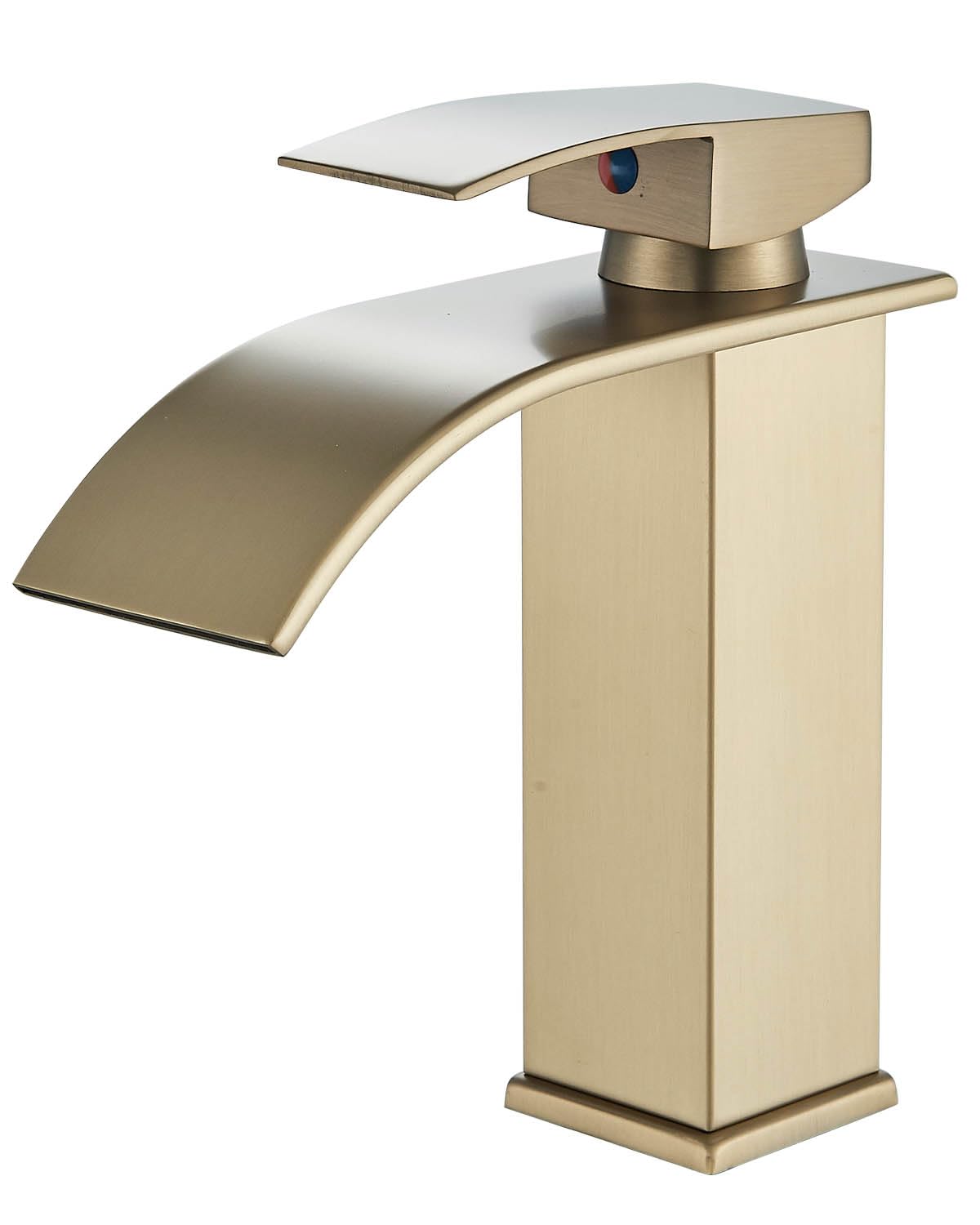 Moderne Robinet Salle de Bain Cascade, Design Elégant Robinet Lavabo, Eau Chaude et Froide Disponible,Robinet Mitigeur de Salle de Bain à Cascade à Trous,Finition Dorée Brossée