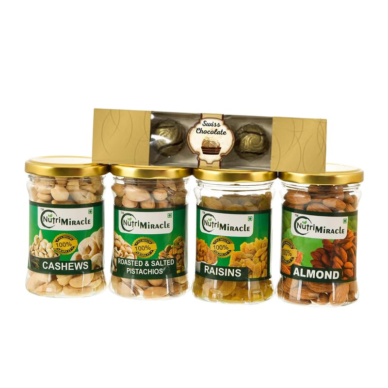 Image of NUTRI MIRACLE Christmas & New Year Dry Fruits Gift Hamper | Festive Box for Friends, Family & Office Staff | Celebration Gift Pack