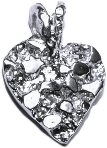 Nugget Shaped Heart Pendant Charm .925 Sterling Silver