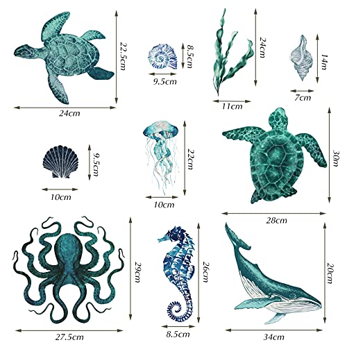 Art Ocean Wall Decals Ocean Stickers Under The Sea Wall Decals Nautical Beach Sea Turtle Seahorse Wall Sticker Removable Peel And Stick For Kids Baby Bedroom Living Room Bathroom Office #TOP4