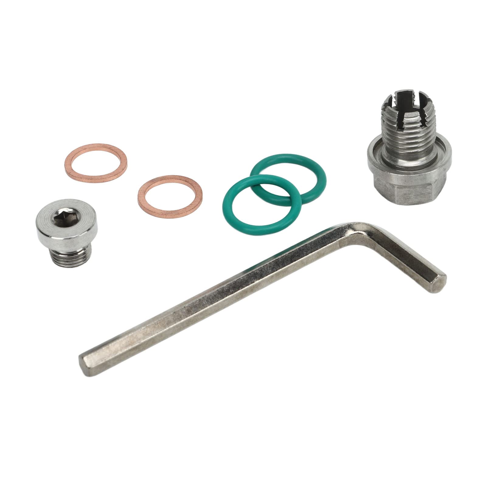 Engine Oil Drain Plug, Oversize Drain Plug Stainless Steel Self Tapping Oil Pan Thread Repair Kits with Hex Wrench O Ring Gasket (.1-1.5x15mm)