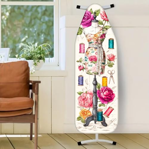 Image of Nuxovilar Floral Mannequin Ironing Board Cover 15x54 Polyester | Iron Pad Scorch Guard laundry helper protective board shield home laundry room craft studio (Thread Spools)