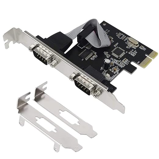 PCIe Serial Expansion Card, 2 Port PCI Express 1.0 x 1 to Industrial DB9 COM RS232 Converter Adapter Controller for Desktop PC (Will Also Work on PCI-E x4, x8, x16 Slot)