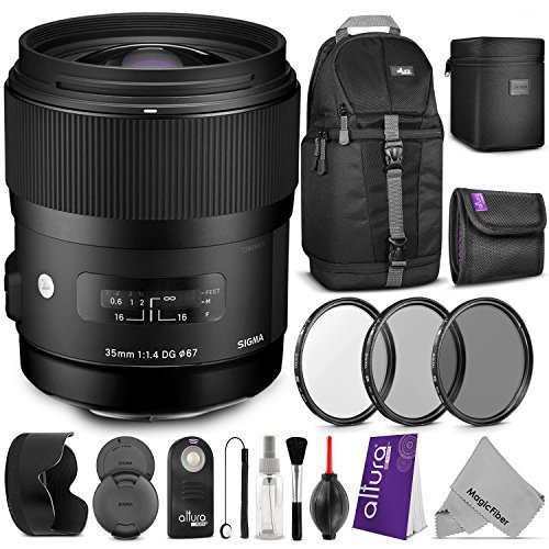 Sigma 340101 35mm f/1.4 DG HSM Art Lens for CANON DSLR Cameras w/ Advanced Photo and Travel Bundle [���s�A���i]