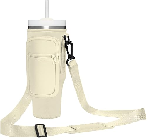 Bolsa portavasos, con correa y bolsa para vaso Stanley Quencher de 3040 onzas. Bolsa cruzada compatible con Stanley Cup para senderismo, viajes,