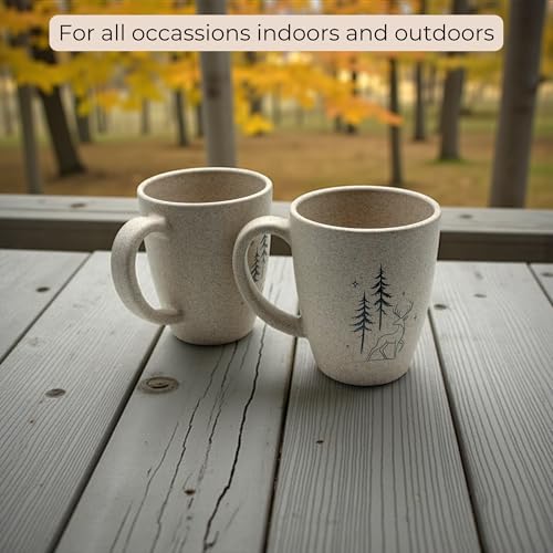 Image of Mahaware Ecohome Coffee Mug Set of 2, 300 ml, Biocomposite Rice Husk & Bamboo Fibers, Microwave Safe Coffee Cup, Matte Finish Reusable Mugs, Rakhi Gift for Brother & Sister, Rakshabandhan Gift
