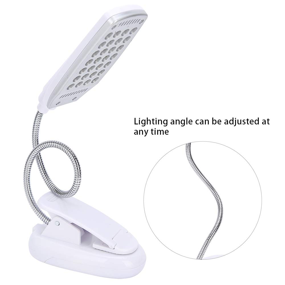 Lampe de bureau 6W 28 LED Clip sur la lampe de lecture Pince de lecture Lampe de table rotative à 360 degrés Lampe de bureau Lampe de soin des yeux Lampe de lecture de chevet USB rechargeable/batterie