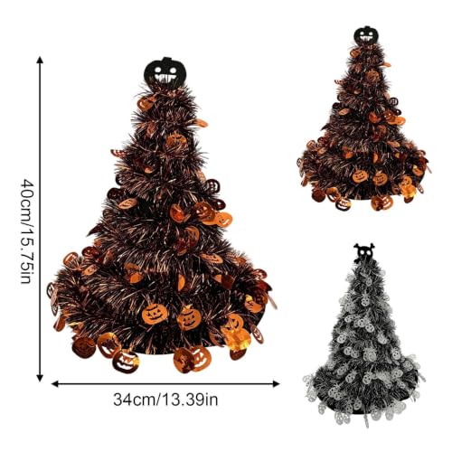 16 Inch Tinsel Skull Tree Cone Hat Halloween Party Hat for Party Decor - image 2