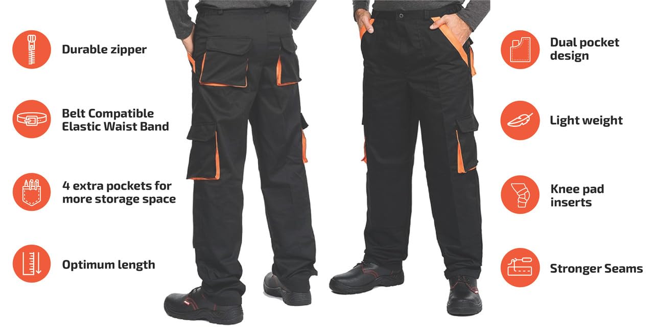 MAZALAT work wear Pantaloni da Lavoro Uomo Multitasche, Taglie Grandi S-3XL, Salopette da Lavoro, Tuta da Lavoro Uomo, Blu, Nero, Bianco, Riflettenti
