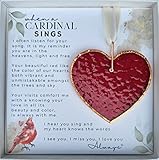 When A Cardinal Sings Memorial Stained Red Glass Heart - Sympathy Gift for Loss of Loved One - Bereavement for Friends/Family - Cardinal Memorial for Loss of Mom/Dad - Handmade in USA