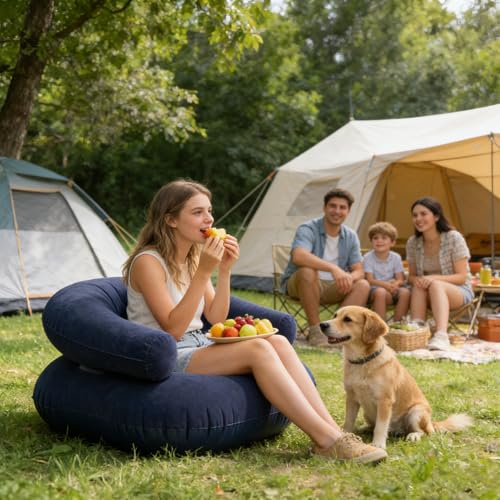 Sofá inflable portátil para camping sillón inflable con suelo impermeable 3